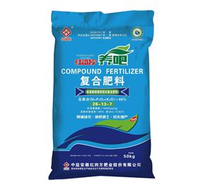 紅四方養(yǎng)吧增效控失肥46%（26-13-7）,適用于小麥、玉米、水稻等大田作物